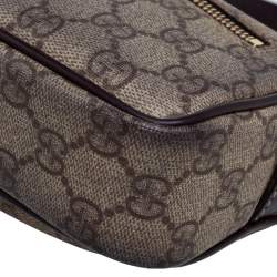 مملوكة مسبقًا حقيبة كاميرا غوتشي حافة جلد وكانفاس جي جي سوبريم بيج/بني سحاب أمامي 