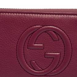 Pre Owned Gucci Pink Leather Soho Zip Around Wallet
