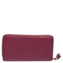 Pre Owned Gucci Pink Leather Soho Zip Around Wallet