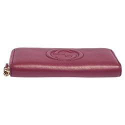 Pre Owned Gucci Pink Leather Soho Zip Around Wallet