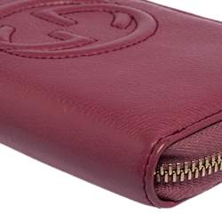 Pre Owned Gucci Pink Leather Soho Zip Around Wallet