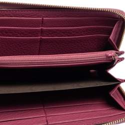 Pre Owned Gucci Pink Leather Soho Zip Around Wallet