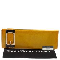 Pre Owned Gucci Metallic Yellow Patent Leather Romy Continental Wallet