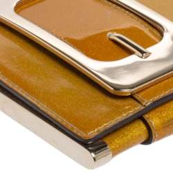 Pre Owned Gucci Metallic Yellow Patent Leather Romy Continental Wallet