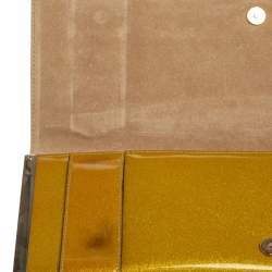 Pre Owned Gucci Metallic Yellow Patent Leather Romy Continental Wallet