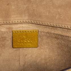 Pre Owned Gucci Metallic Yellow Patent Leather Romy Continental Wallet