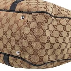 Pre Owned Gucci Black/Beige GG Canvas and Leather GG Twin Tote