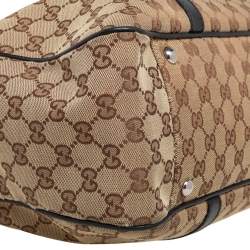 Pre Owned Gucci Black/Beige GG Canvas and Leather GG Twin Tote