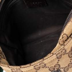 Pre Owned Gucci Beige/Brown GG Canvas And Leather Small Flat Web Messenger Bag