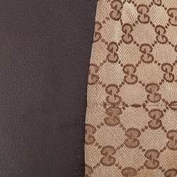 مملوكة مسبقًا حقيبة يد توتس غوتشي جلد وكانفاس GG بيج / بني صغيرة بنمط ويب