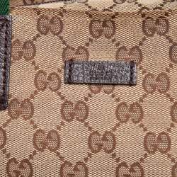 مملوكة مسبقًا حقيبة يد توتس غوتشي جلد وكانفاس GG بيج / بني صغيرة بنمط ويب