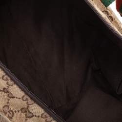 مملوكة مسبقًا حقيبة يد توتس غوتشي جلد وكانفاس GG بيج / بني صغيرة بنمط ويب