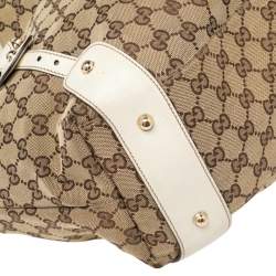 Pre Owned Gucci White/Beige GG Canvas and Leather Pelham Tote