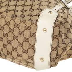 Pre Owned Gucci White/Beige GG Canvas and Leather Pelham Tote