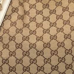 Pre Owned Gucci White/Beige GG Canvas and Leather Pelham Tote