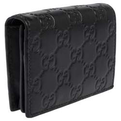 Pre Owned حافظة بطاقات غوتشي جلد غوتشيسيما أسود