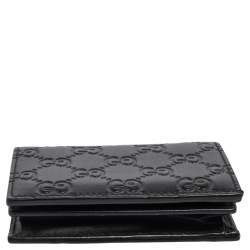Pre Owned حافظة بطاقات غوتشي جلد غوتشيسيما أسود