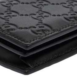 Pre Owned حافظة بطاقات غوتشي جلد غوتشيسيما أسود
