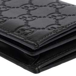 Pre Owned حافظة بطاقات غوتشي جلد غوتشيسيما أسود