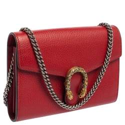 Gucci Red Leather Dionysus Wallet On Chain