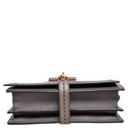 مملوكة مسبقًا Gucci Grey Duilio Brogue Leather Horsebit Shoulder Bag