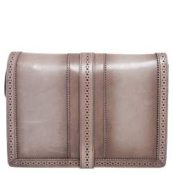 مملوكة مسبقًا Gucci Grey Duilio Brogue Leather Horsebit Shoulder Bag