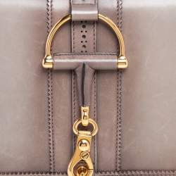 مملوكة مسبقًا Gucci Grey Duilio Brogue Leather Horsebit Shoulder Bag