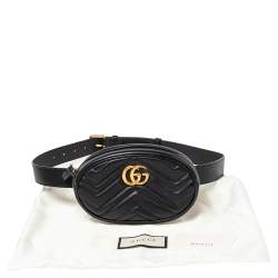 Pre Owned حقيبة خصر غوتشي مارمونت جي جي جلد ماتيلاس أسود 