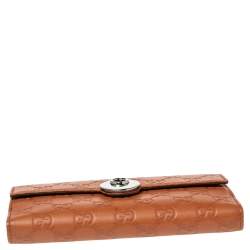 مملوكة مسبقًا Gucci Brown Guccissima Leather Eclipse Flap Continental Wallet