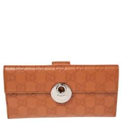 مملوكة مسبقًا Gucci Brown Guccissima Leather Eclipse Flap Continental Wallet