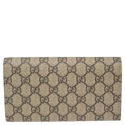 Pre Owned محفظة غوتشي كونتينينتال جلد وكانفاس جي جي سوبريم أحمر/بيج مزينة حلية قطة ميستيك