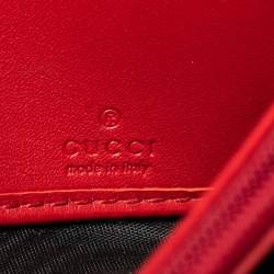 Pre Owned محفظة غوتشي كونتينينتال جلد وكانفاس جي جي سوبريم أحمر/بيج مزينة حلية قطة ميستيك