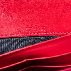 Pre Owned محفظة غوتشي كونتينينتال جلد وكانفاس جي جي سوبريم أحمر/بيج مزينة حلية قطة ميستيك