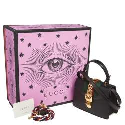 Gucci Black Leather Mini Sylvie Top Handle Bag