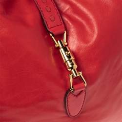 Pre Owned Gucci Red Leather Large New Jackie Hobo