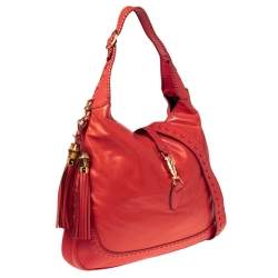 Pre Owned Gucci Red Leather Large New Jackie Hobo