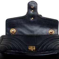 مملوكة مسبقًا حقيبة كتف غوتشي جي جي مارمونت جلد ماتيلاس أسود صغيرة 