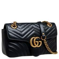 مملوكة مسبقًا حقيبة كتف غوتشي جي جي مارمونت جلد ماتيلاس أسود صغيرة 