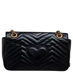 مملوكة مسبقًا حقيبة كتف غوتشي جي جي مارمونت جلد ماتيلاس أسود صغيرة 