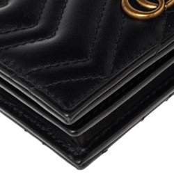 Gucci Black Matelassé Leather GG Marmont Card Case