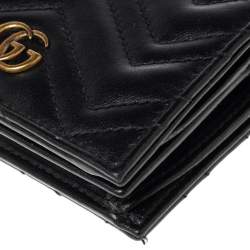 Gucci Black Matelassé Leather GG Marmont Card Case