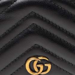 Gucci Black Matelassé Leather GG Marmont Card Case