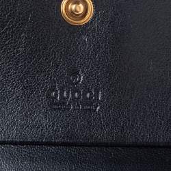 Gucci Black Matelassé Leather GG Marmont Card Case