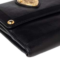 Gucci Black Leather Babouska Compact Wallet