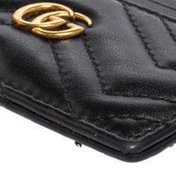 Gucci Black Matelassé Leather GG Marmont Card Holder