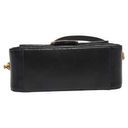 Gucci Black Matelassé Leather Mini GG Marmont Top Handle Bag