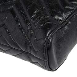Gucci Black Matelassé Leather Medium GG Marmont Tote