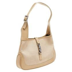 مملوكة مسبقًا حقيبة هوبو غوتشي جاكي كانفاس وجلد بيج صغيرة