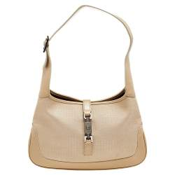 مملوكة مسبقًا حقيبة هوبو غوتشي جاكي كانفاس وجلد بيج صغيرة