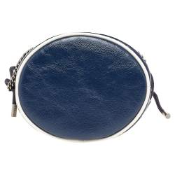 Pre Owned Gucci Blue/White Quilted Leather GG Marmont Bucket Bag